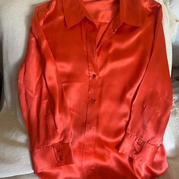 L'AGENCE Bold Orange Satin Top